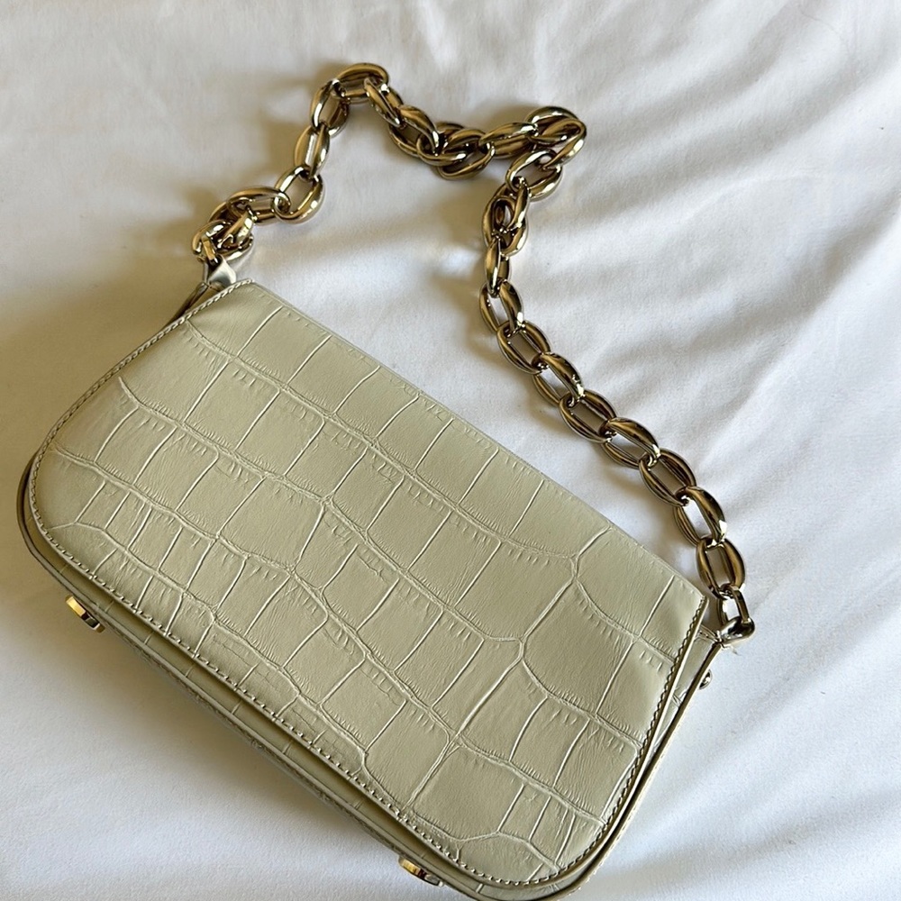 Cream Leather Shoulder Bag